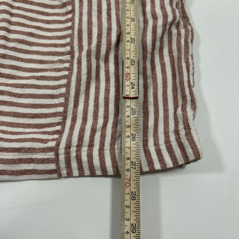 Madewell Linen Blend Stripe ButtonBack Mini Shift Dress w/ Pockets XXS Rust - Picture 5 of 9